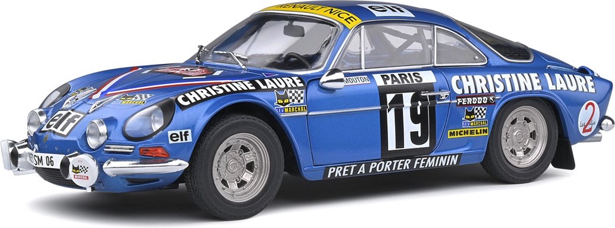 Alpine A110 1600S Rally Montecarlo 1976 (Blauw) (20 cm) 1/18 Solido {Modelauto - Schaalmodel - Model auto}